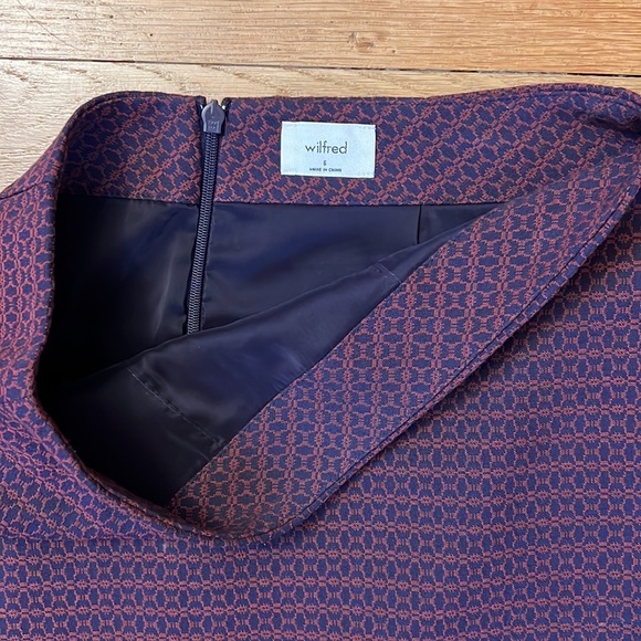 Aritzia Dresses & Skirts - Aritzia Wilfred Classic A+ A-Line Mini Skirt Navy Blue Rust Brown Pockets SIZE 6